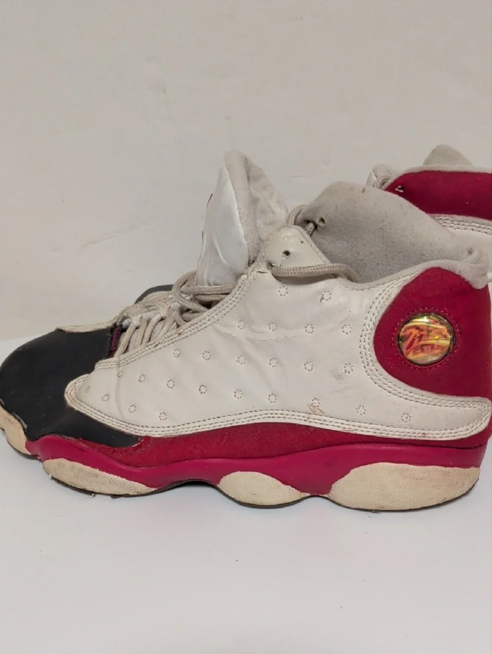Air Jordan Retro Basketball Sneakers in White, Black & Red